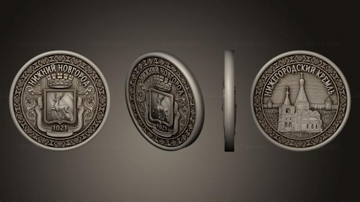 Монеты (Нижний Новгород . Нижегородский кремль, MN_0009) 3D модель для ЧПУ станка
